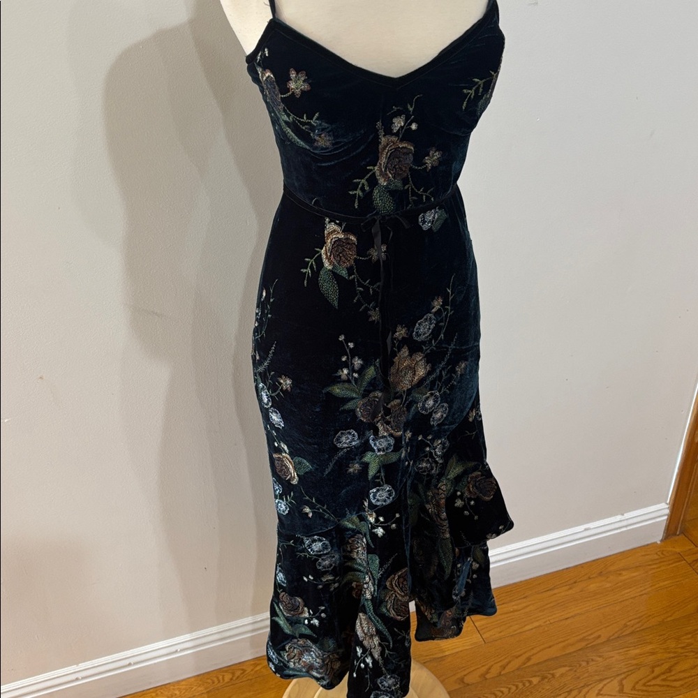 Marchesa Notte Embroidered Velvet High Low Dress, Size: 2 - Picture 12 of 15
